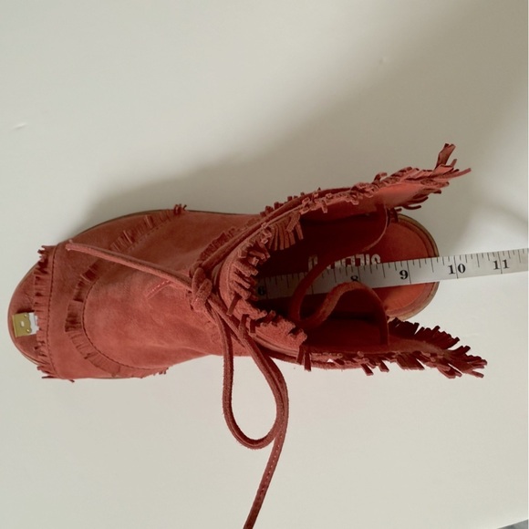 Silent D Sundance Neesham Leather Sandals Open Toe Women Sz 8 Fringed Red Brick - Picture 13 of 15